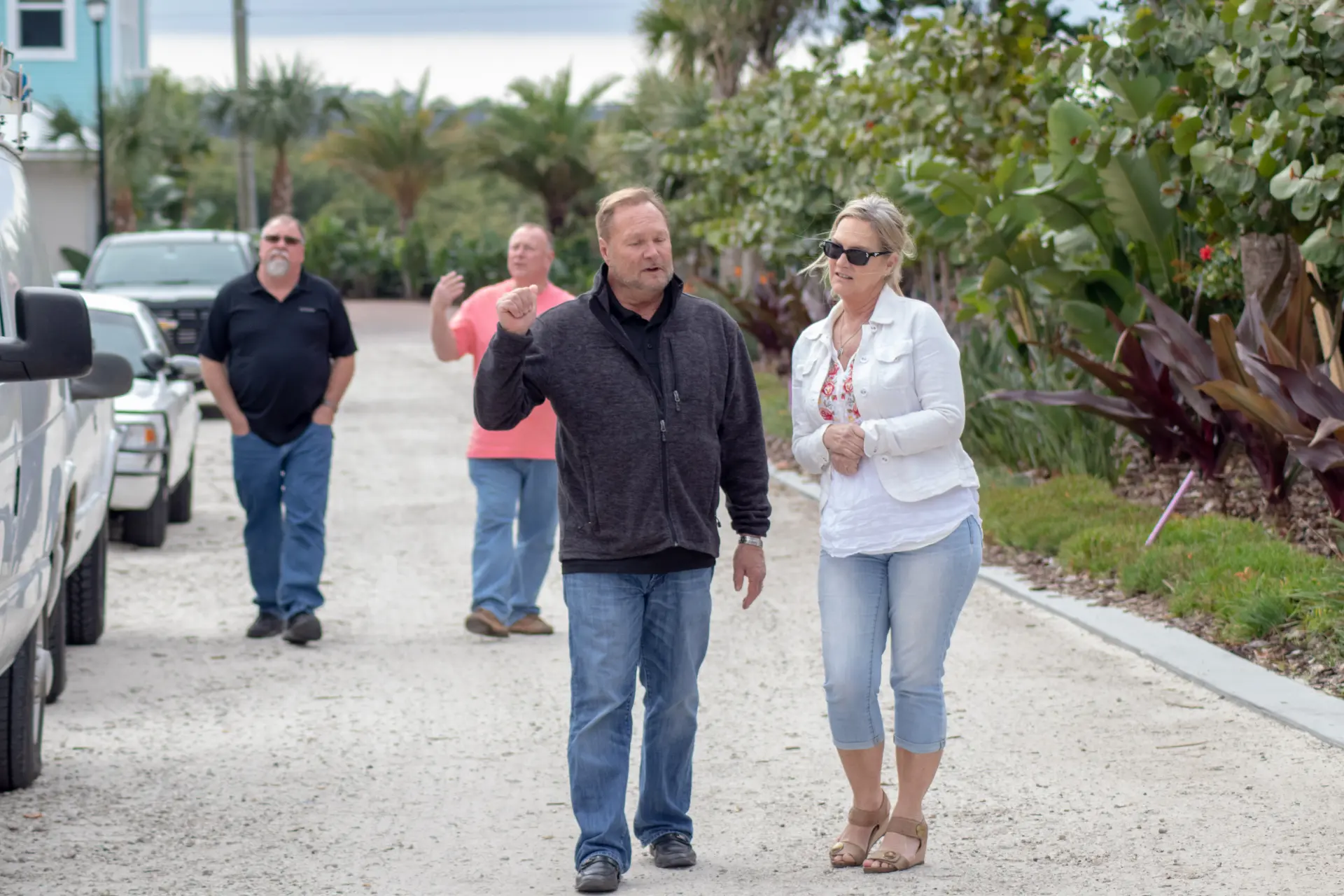 Final Walkthrough of a luxury custom home build community in Poce Inlet Florida with Mike Newberry and potential homebuyers