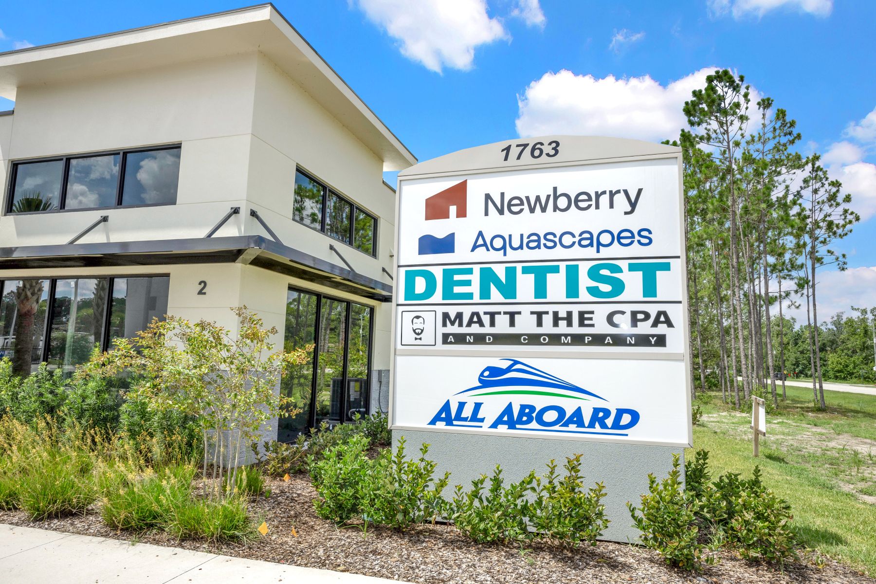 large free standing office sign for Newberry outside the office building