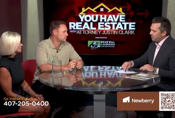 Chad Newberry and Lisa Foor of Newberry Homes being interviewed by attorney Justin Clark on the Central Florida TV show You Have Real Estate